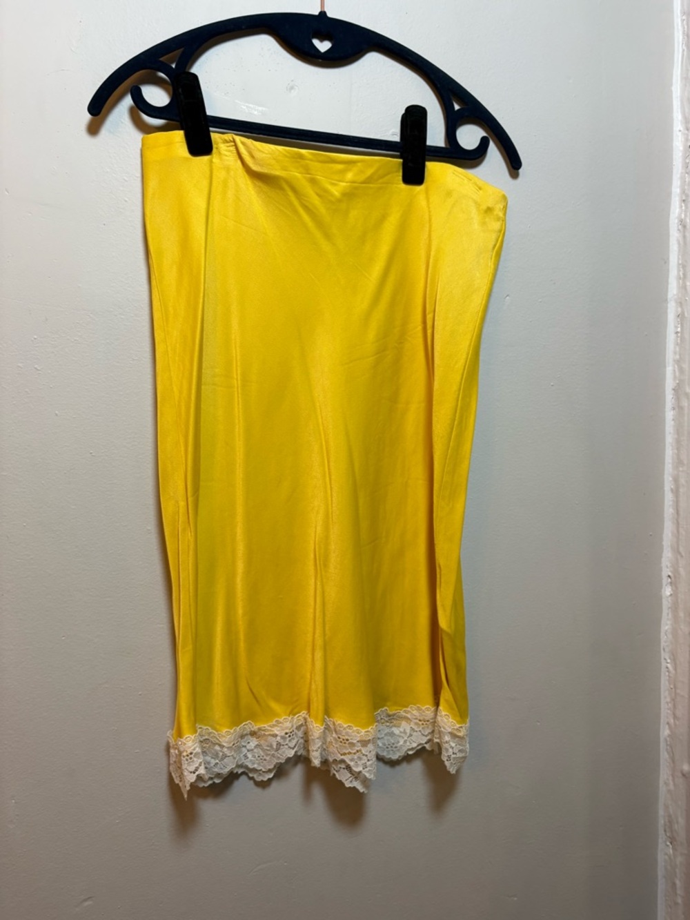 Anthropologie yellow Lace-Trim Slip Skirt